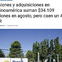 Fusiones y adquisiciones en Latinoamrica suman $34.109 millones en agosto, pero caen un 47%: TTR.